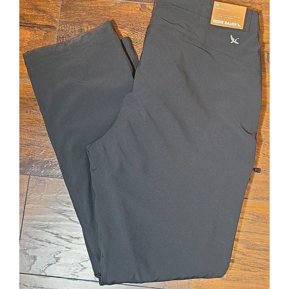 Eddie Bauer Pants Womens 14 Black Flexion Lined 2.0 Trekking Hike Nwt $90